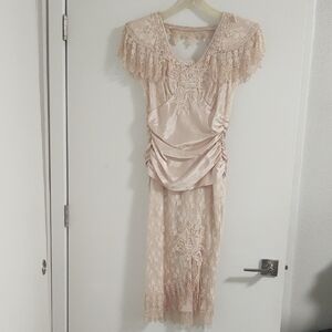 Lorrie Kabala Vintage  Lace Wedding Dress in Pale Pink